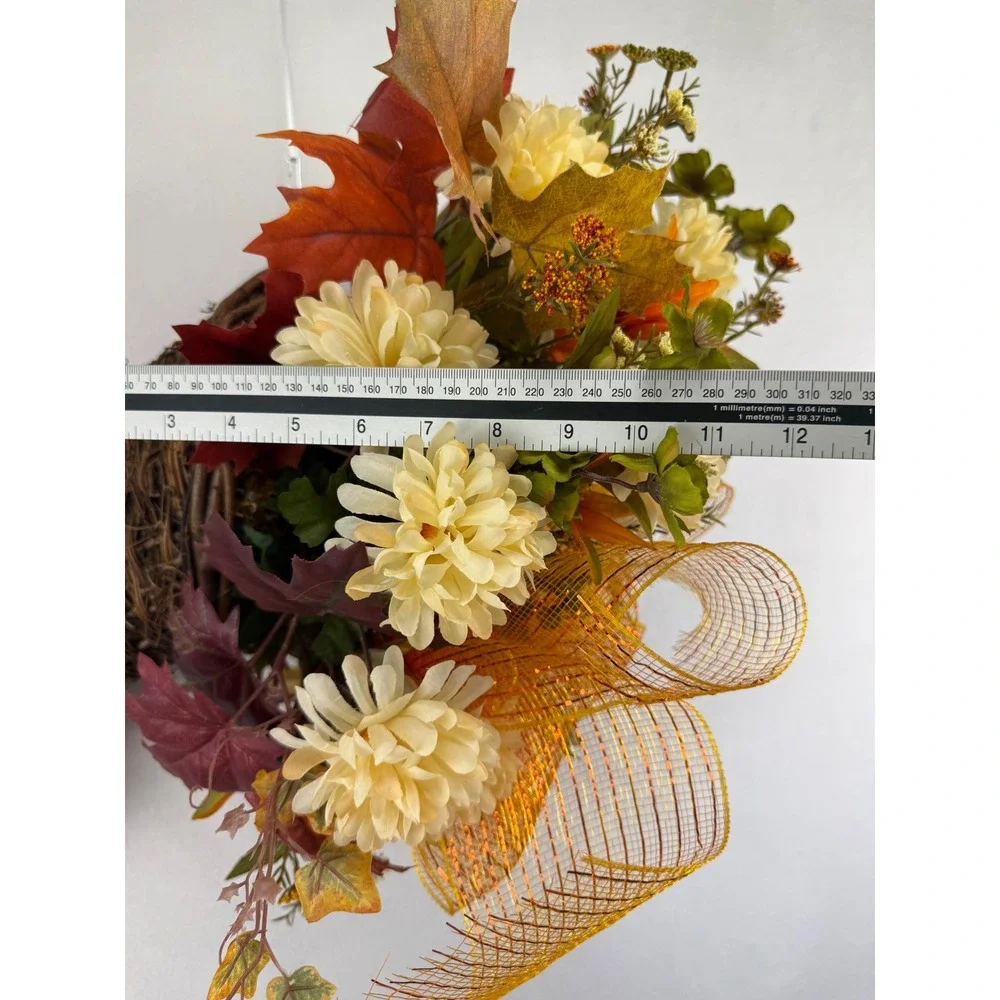 Fall Cornucopia Wall Hanging Woven Grapevine Autumn Floral Decor